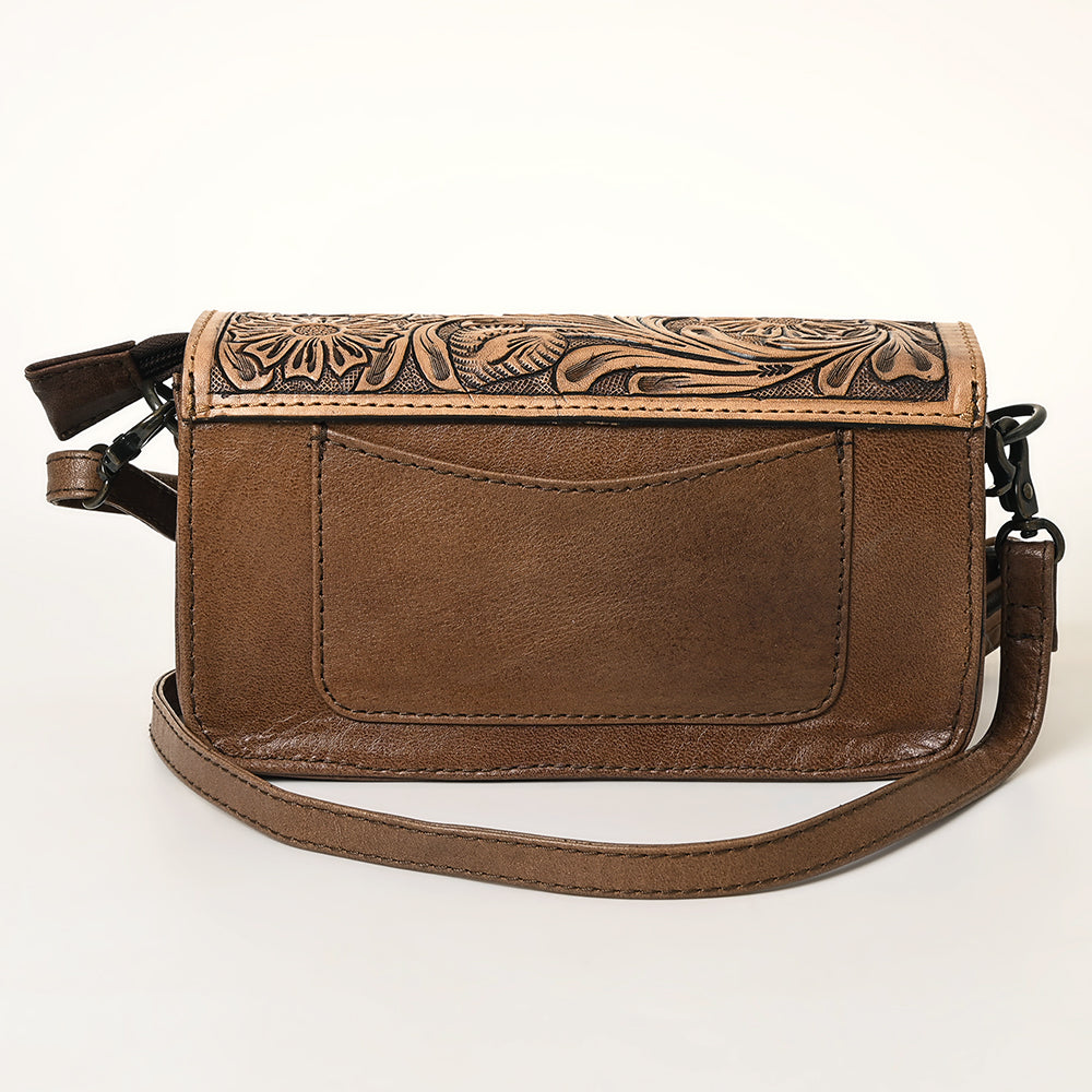 American Darling Hand-Tooled Hair-On Leather Crossbody Bag