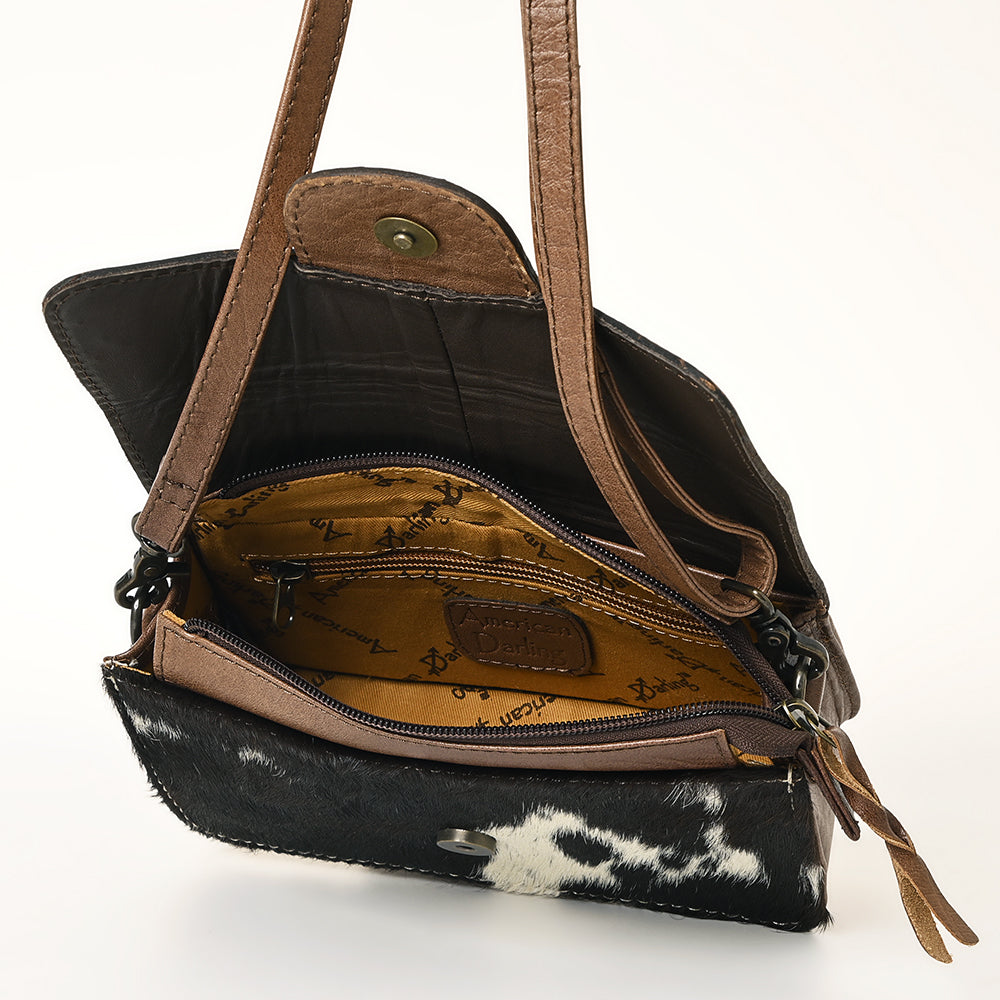 American Darling Hand-Tooled Hair-On Leather Crossbody Bag