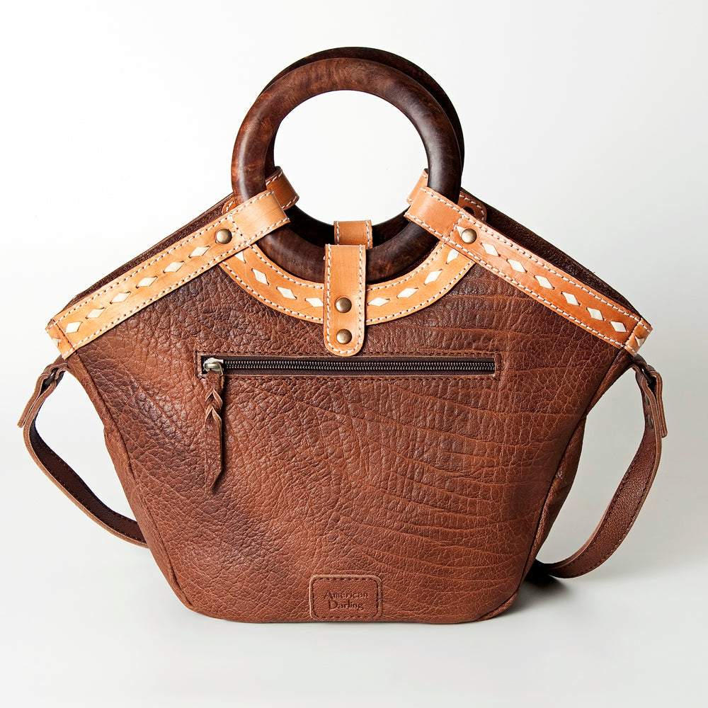 American Darling Tote Bag Genuine Leather Western Shoulder Purse with Buck stitched Detail and YKK Zipper