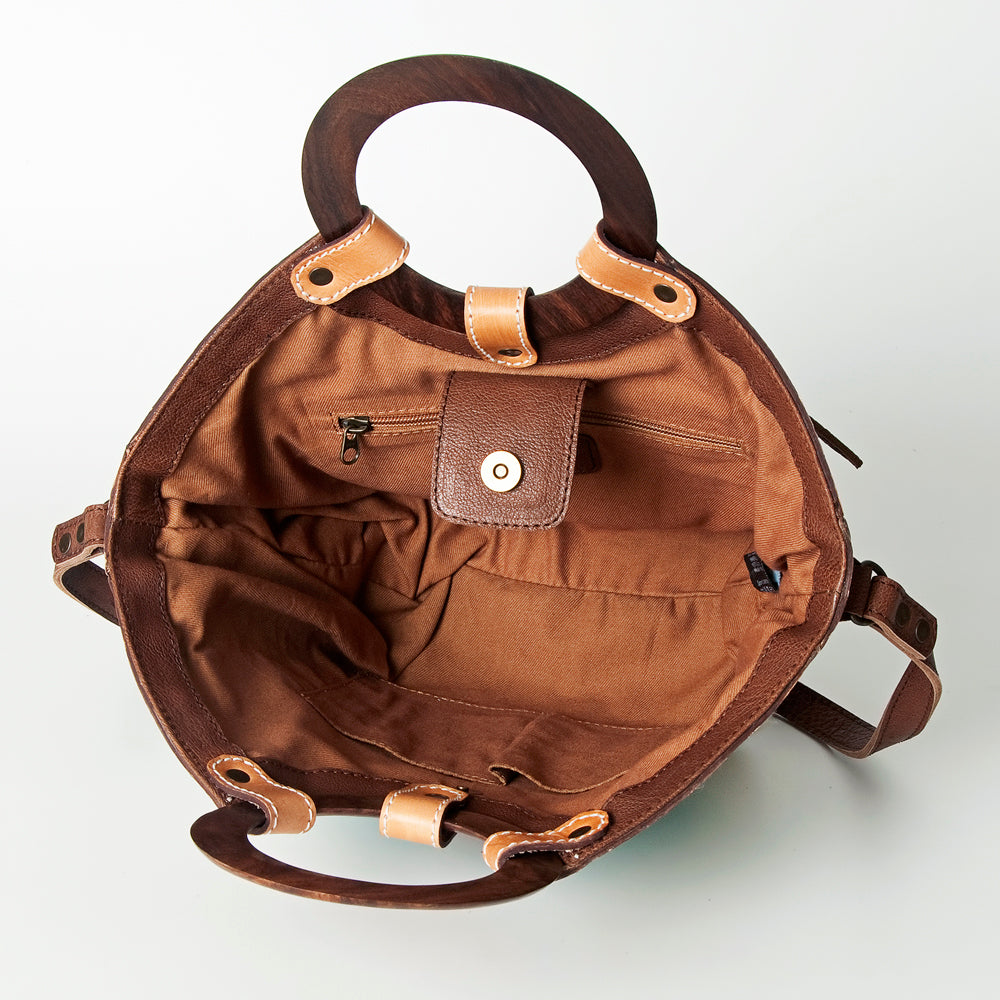 American Darling Tote Bag Genuine Leather Western Shoulder Purse with Buck stitched Detail and YKK Zipper
