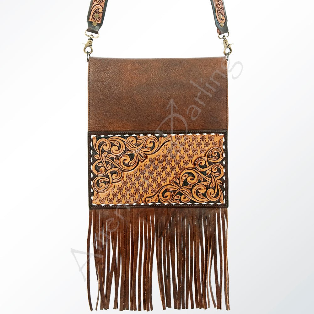 American Darling Hand-Tooled Genuine Leather Crossbody Bag