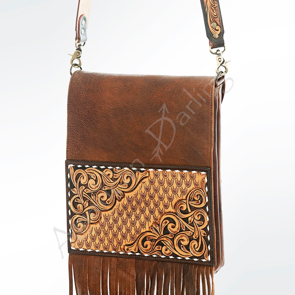 American Darling Hand-Tooled Genuine Leather Crossbody Bag