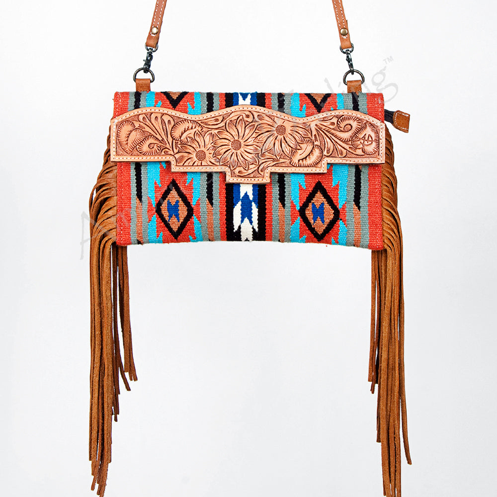 American Darling Hand Tooled Saddle Blanket Genuine Leather