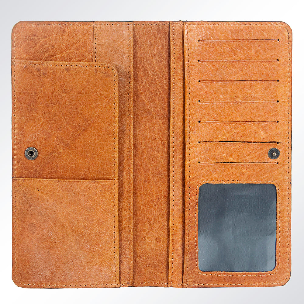 American Darling Western Clutch Bag Hand Tooled Floral Carved Genuine Vegetable Tanned Leather Purse with YKK Zipper