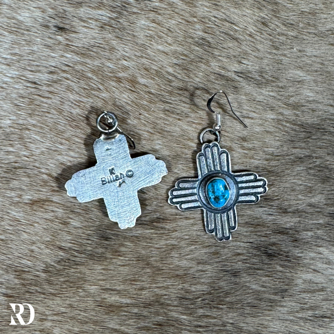 Zia Kingman Turquoise Earrings By Kevin Billah — view 4