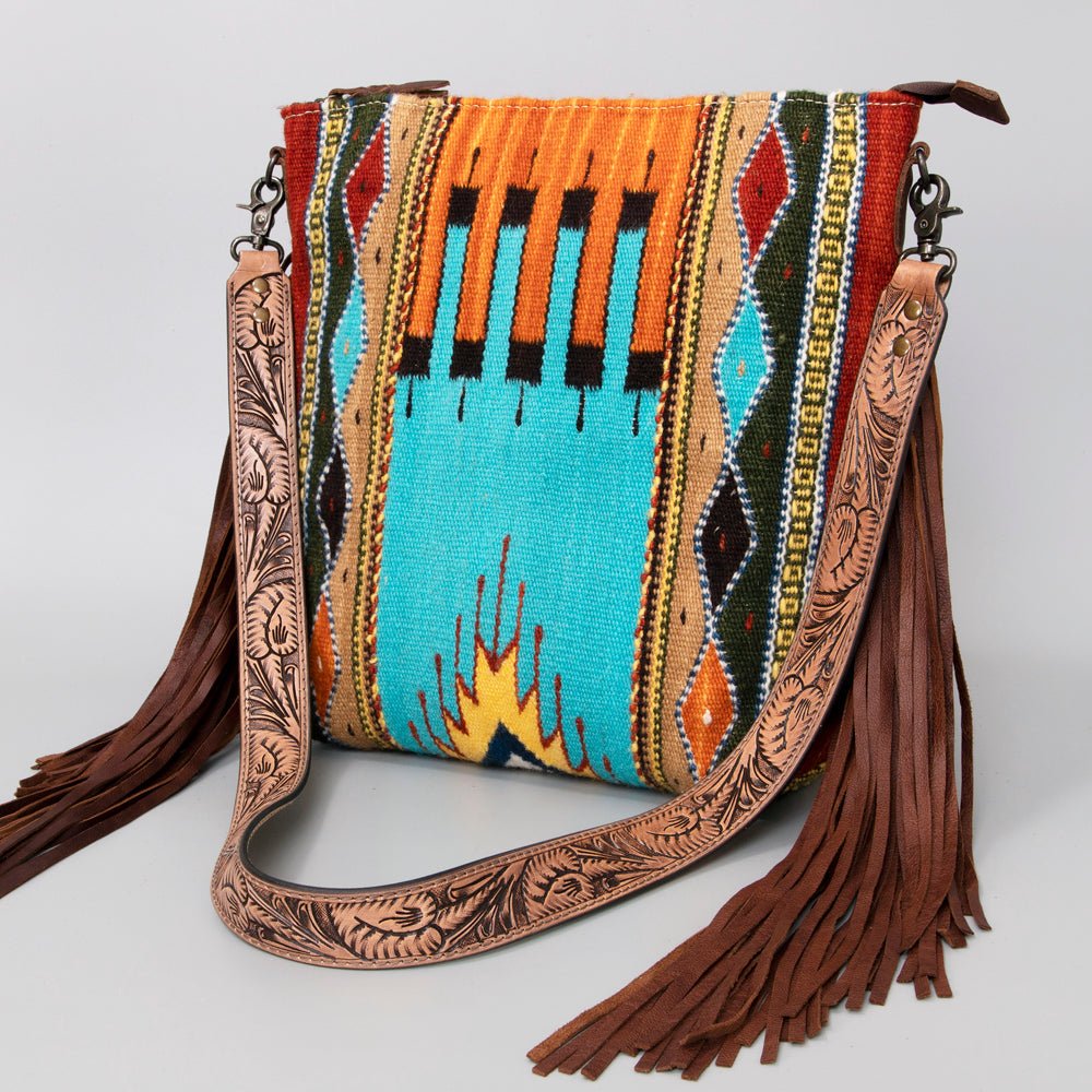 American Darling Signature Crossbody Hand Tooled Saddle Blanket Genuine Leather