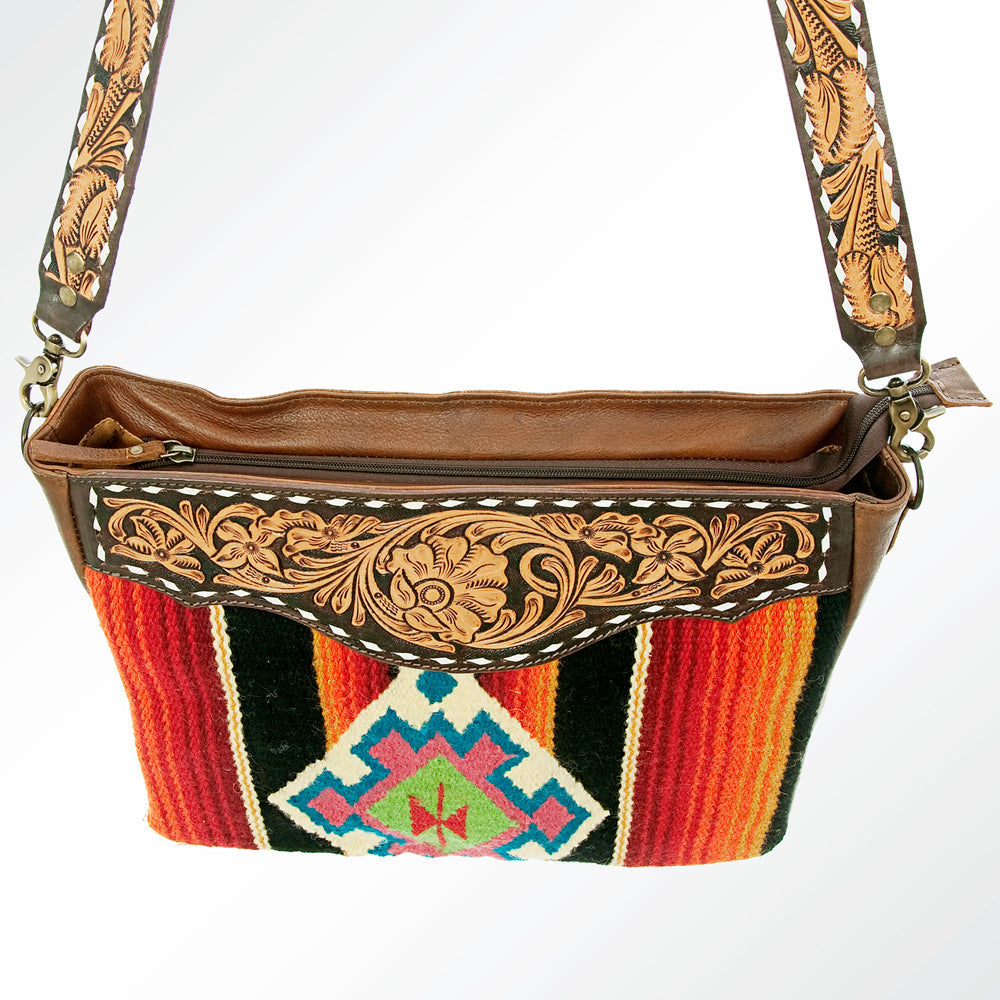 American Darling Hand-Tooled Saddle Blanket Genuine Leather Tote