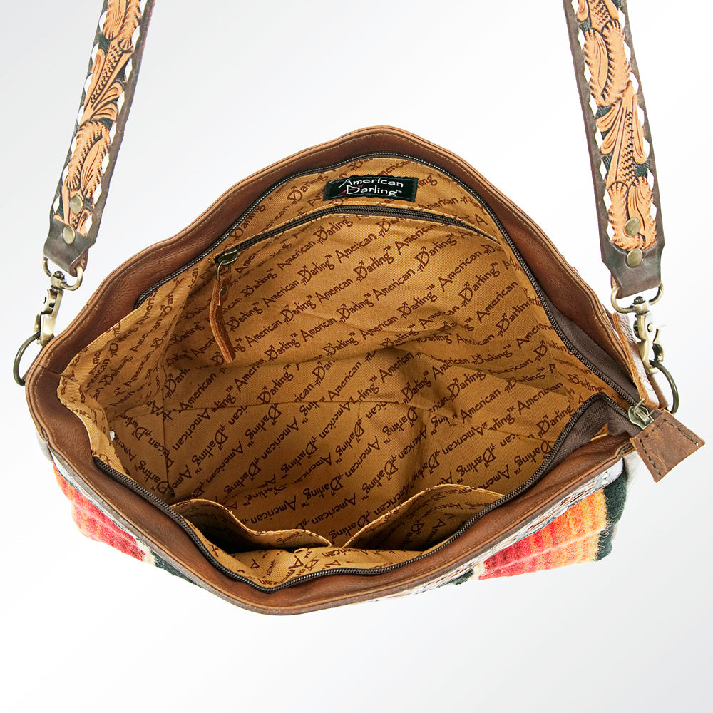 American Darling Hand-Tooled Saddle Blanket Genuine Leather Tote