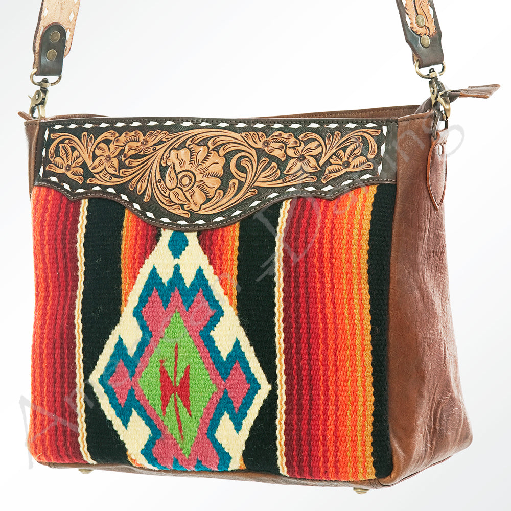 American Darling Hand-Tooled Saddle Blanket Genuine Leather Tote