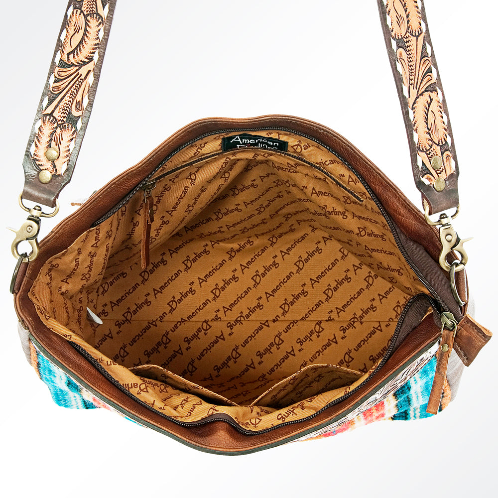 American Darling Hand-Tooled Saddle Blanket Genuine Leather Tote