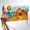 American Darling Envelope Bag - Hand-Painted Vegetable-Tanned Genuine Leather Western Clutch with Fringes - 6.5in x 12in
