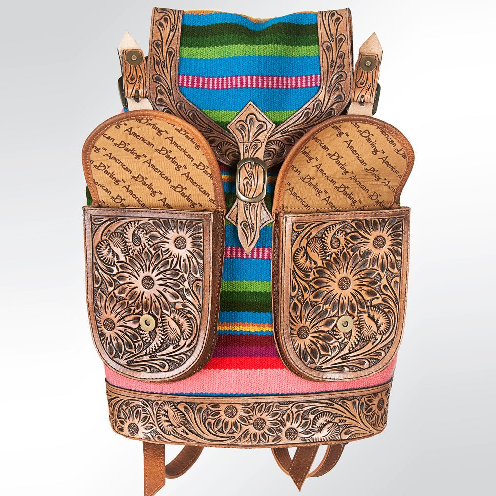 American Darling Hand Tooled Saddle Blanket Genuine Leather