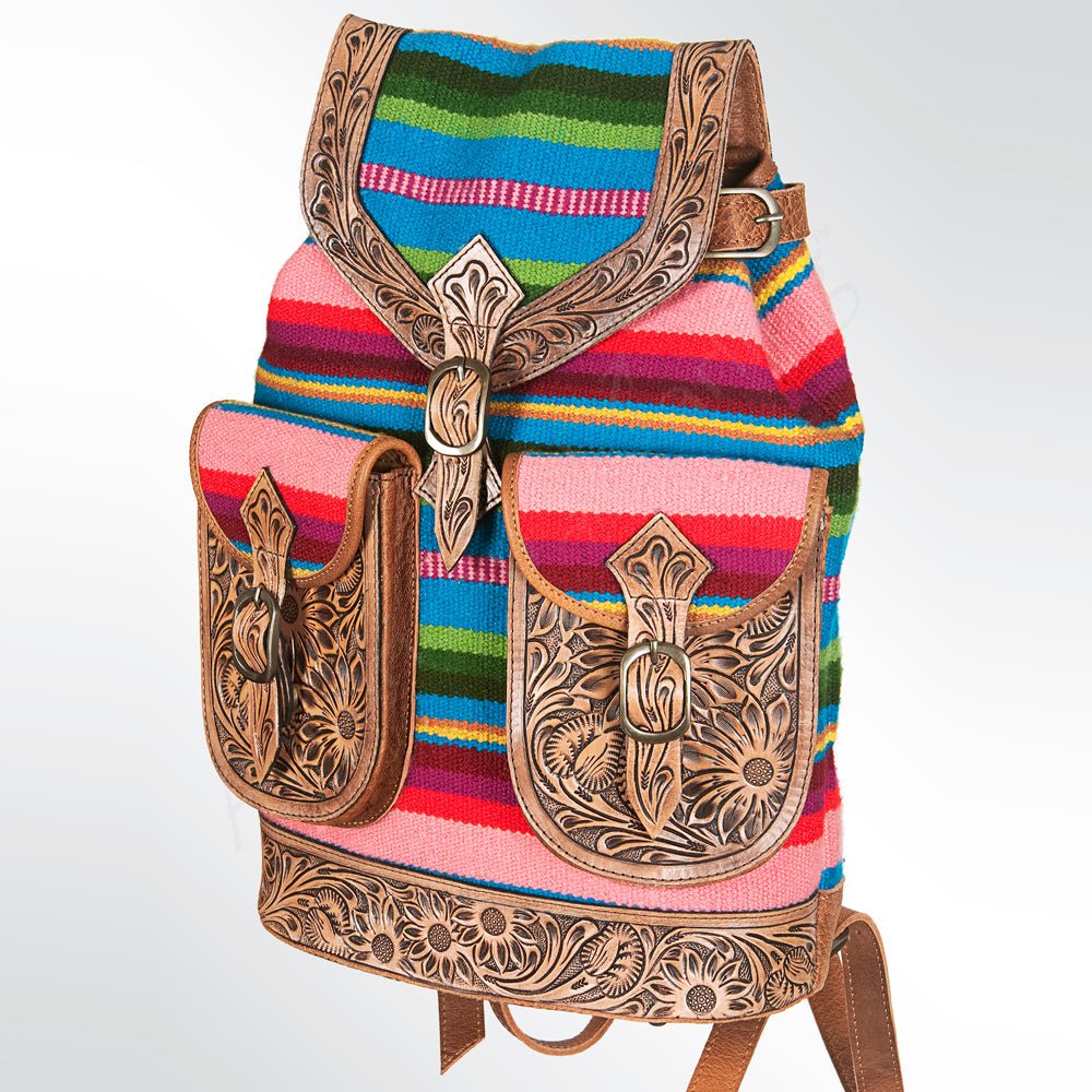 American Darling Hand Tooled Saddle Blanket Genuine Leather