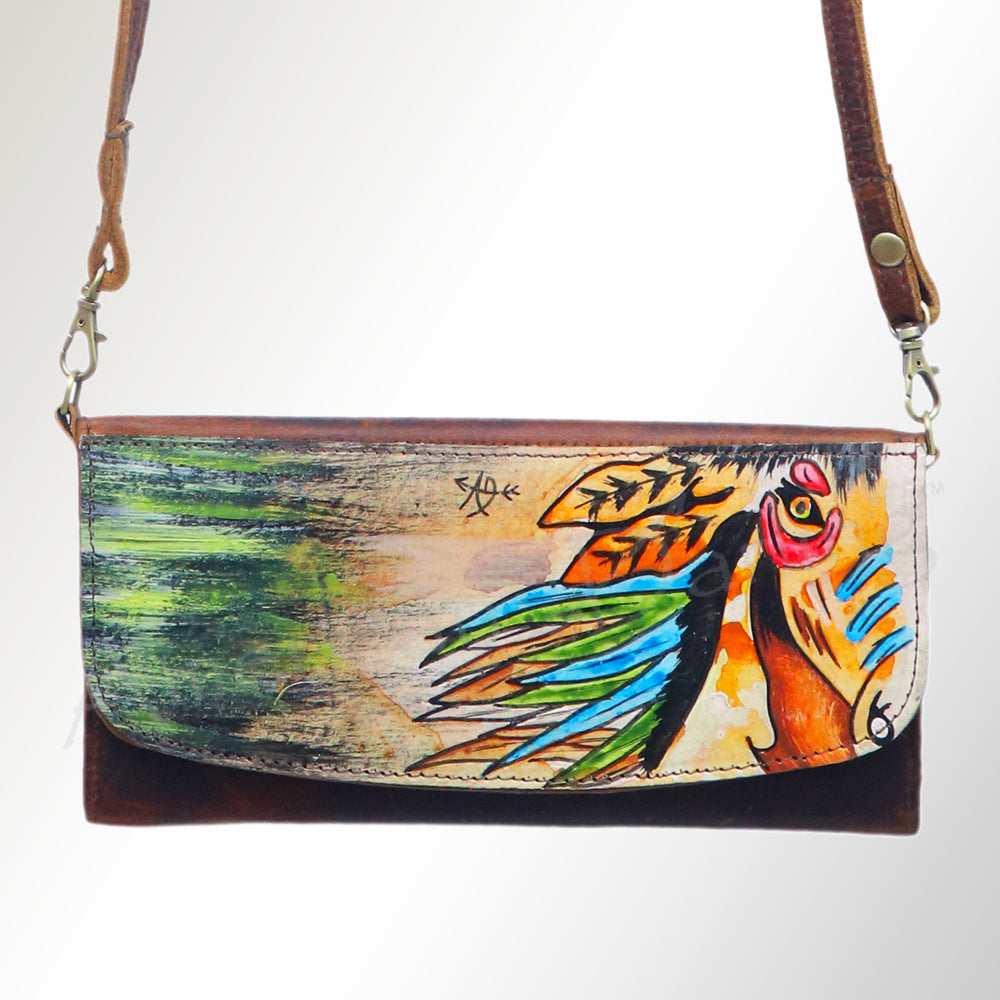 American Darling Small Cross body Bag Genuine Vegetable Tanned Leather Wallet Purse Western Handbag 4in x 1in x 8in