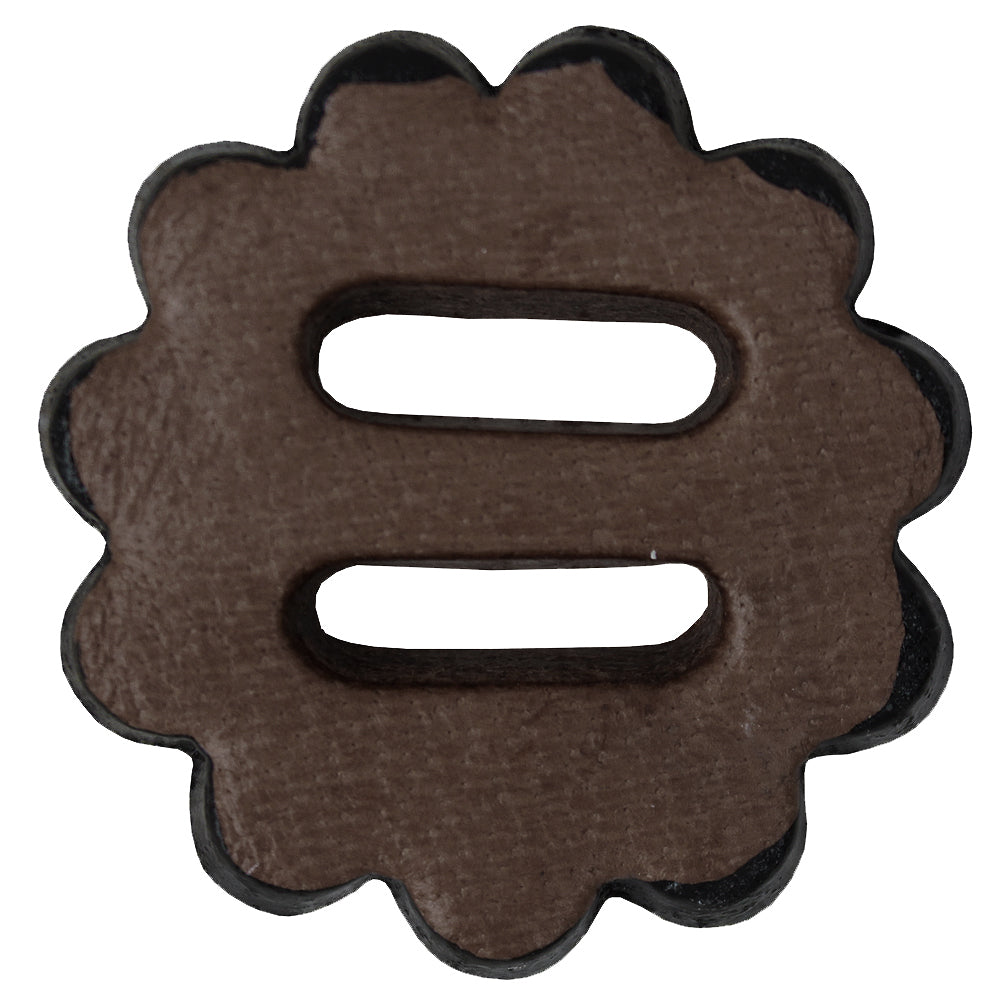 Hilason Slotted Scalloped Leather Rosette Concho Saddle Tack Dark Brown 1-1/2"