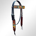 Bar H Equine Sunflower Hand Painted Horse Western Leather Breast Collar Dark Brown