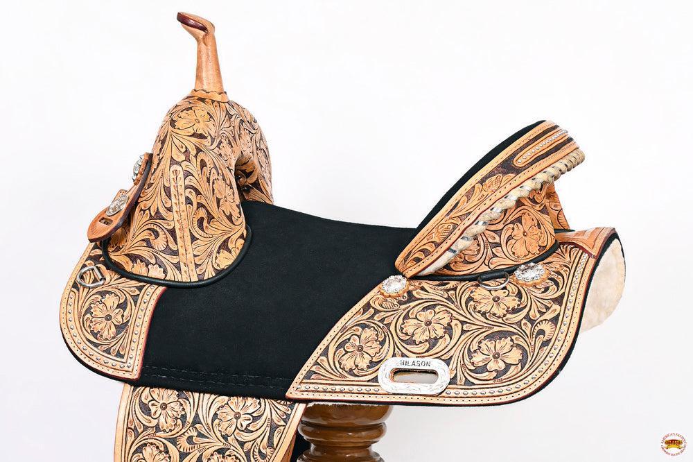 Hilason Treeless Western Barrel & Trail Leather Saddle