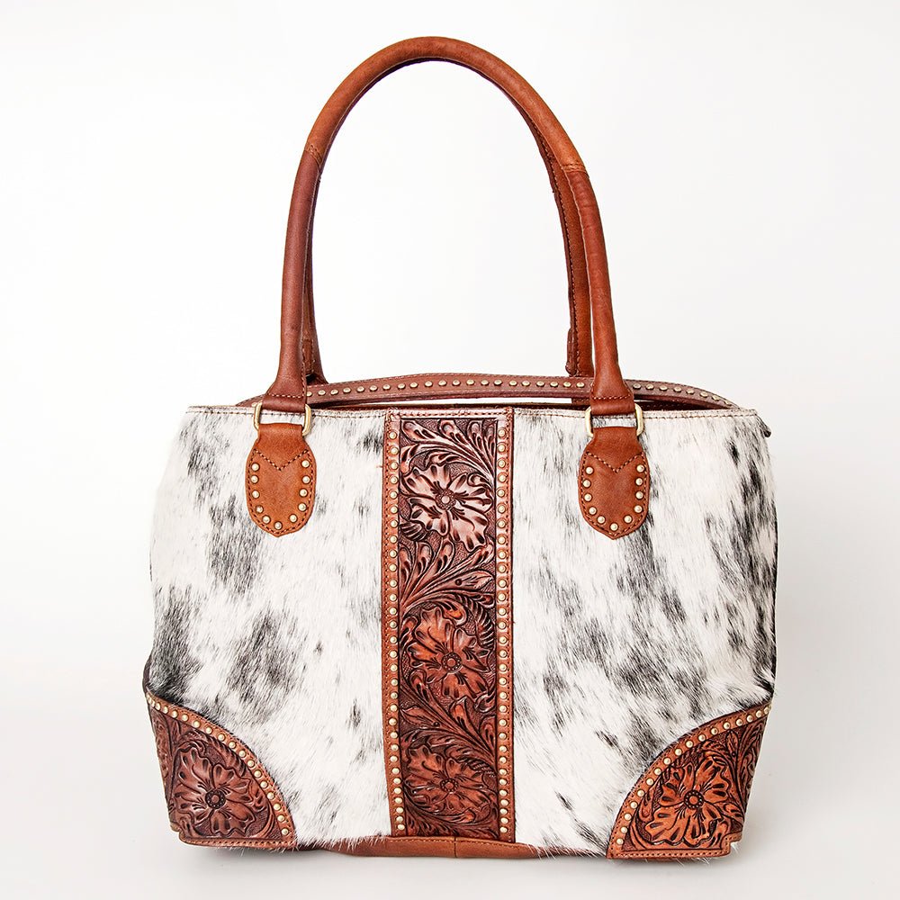 American Darling Tote Hand Tooled Hair-On Genuine Leather