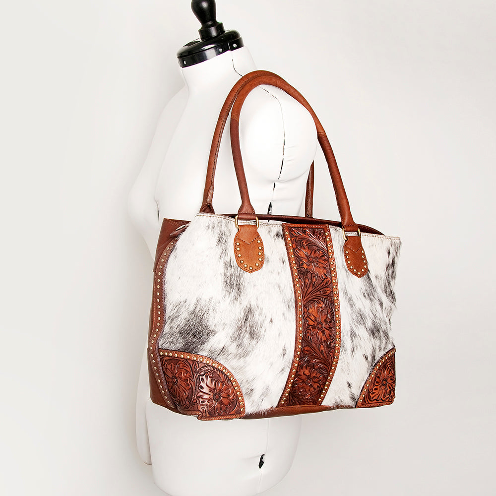 American Darling Tote Hand Tooled Hair on Genuine Leather Western Women Bag Handbag Purse | Travel Bags College Casual