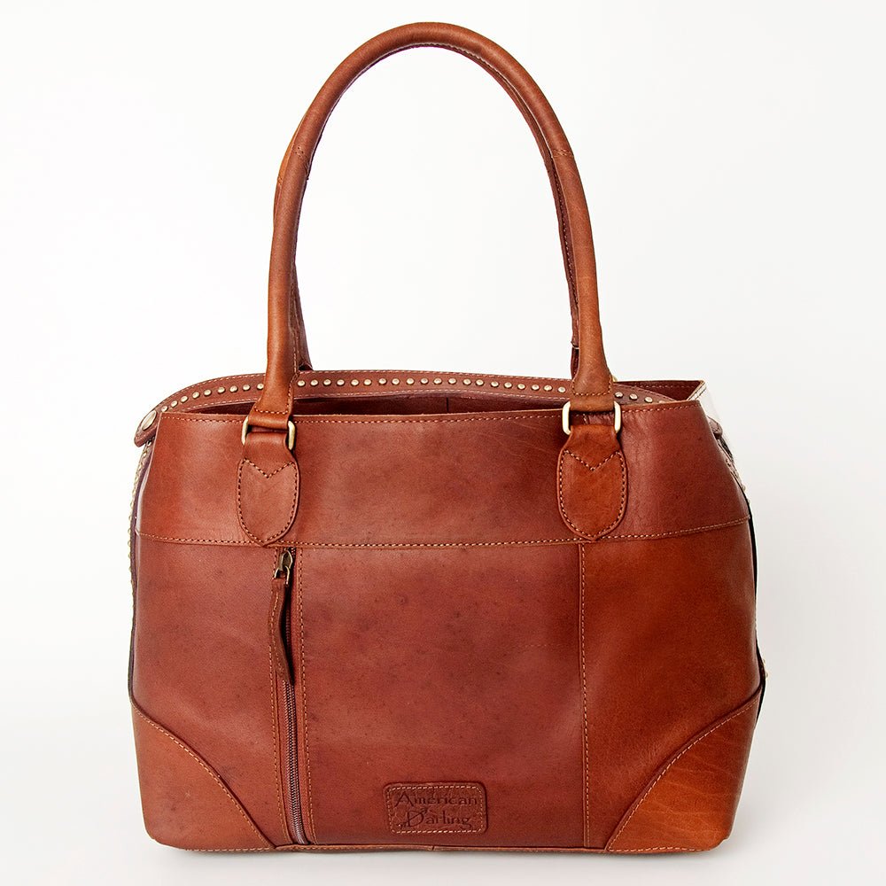 American Darling Tote Hand Tooled Hair-On Genuine Leather