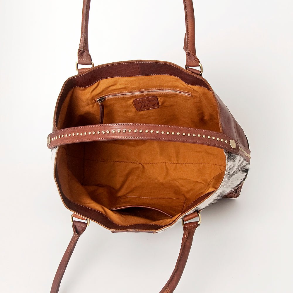American Darling Tote Hand Tooled Hair-On Genuine Leather