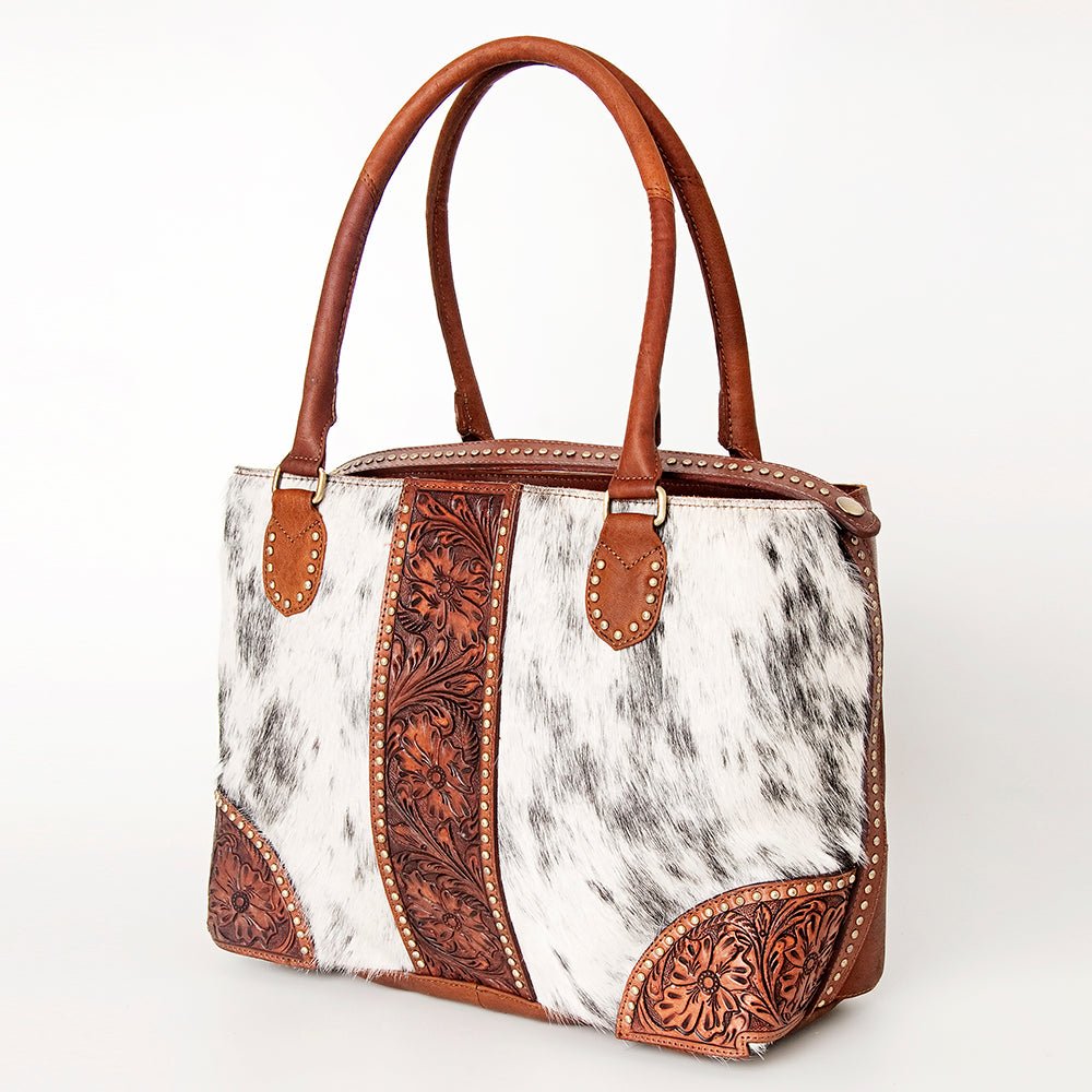 American Darling Tote Hand Tooled Hair-On Genuine Leather