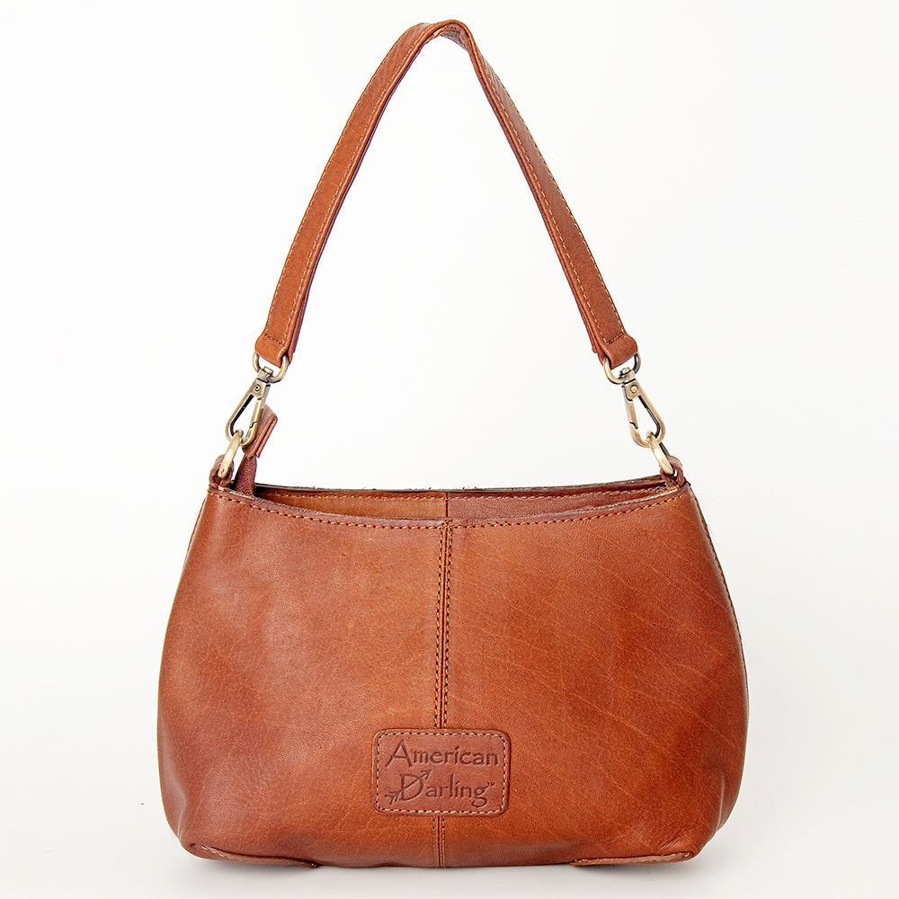 American Darling Hobo Bag, Hand-Tooled Floral Western Leather Purse with Hair-On Cowhide, 8.5in (H) X 12.5in (W)