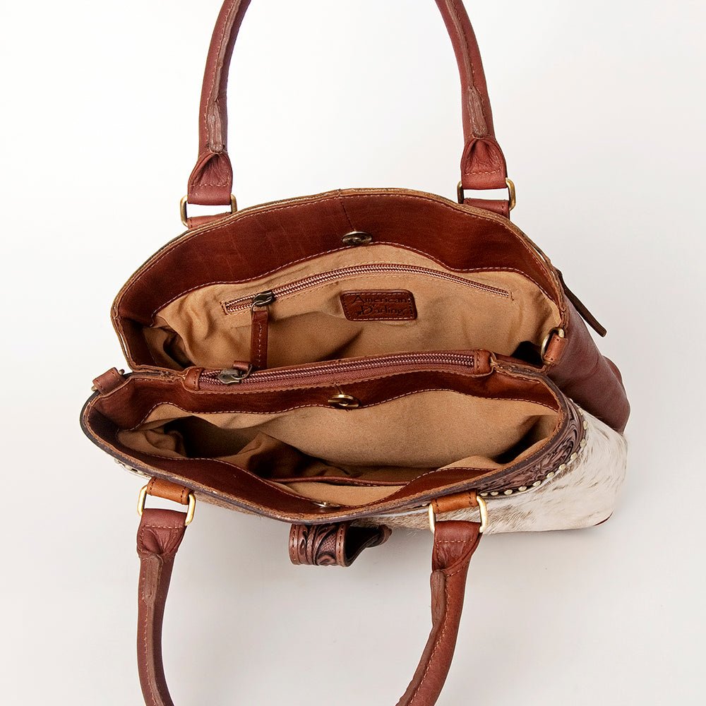 American Darling Tote Hand Tooled Hair-On Genuine Leather