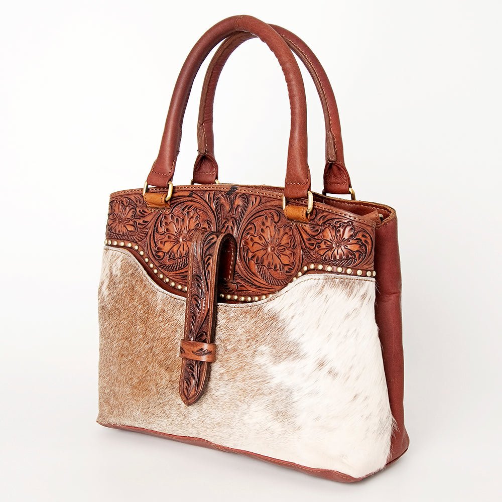 American Darling Tote Hand Tooled Hair-On Genuine Leather