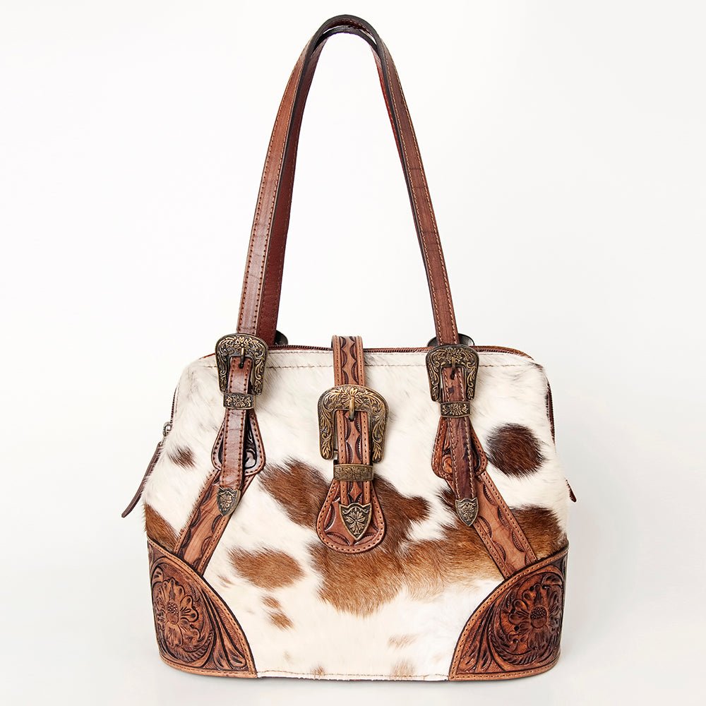 American Darling Tote Hand Tooled Hair-On Genuine Leather