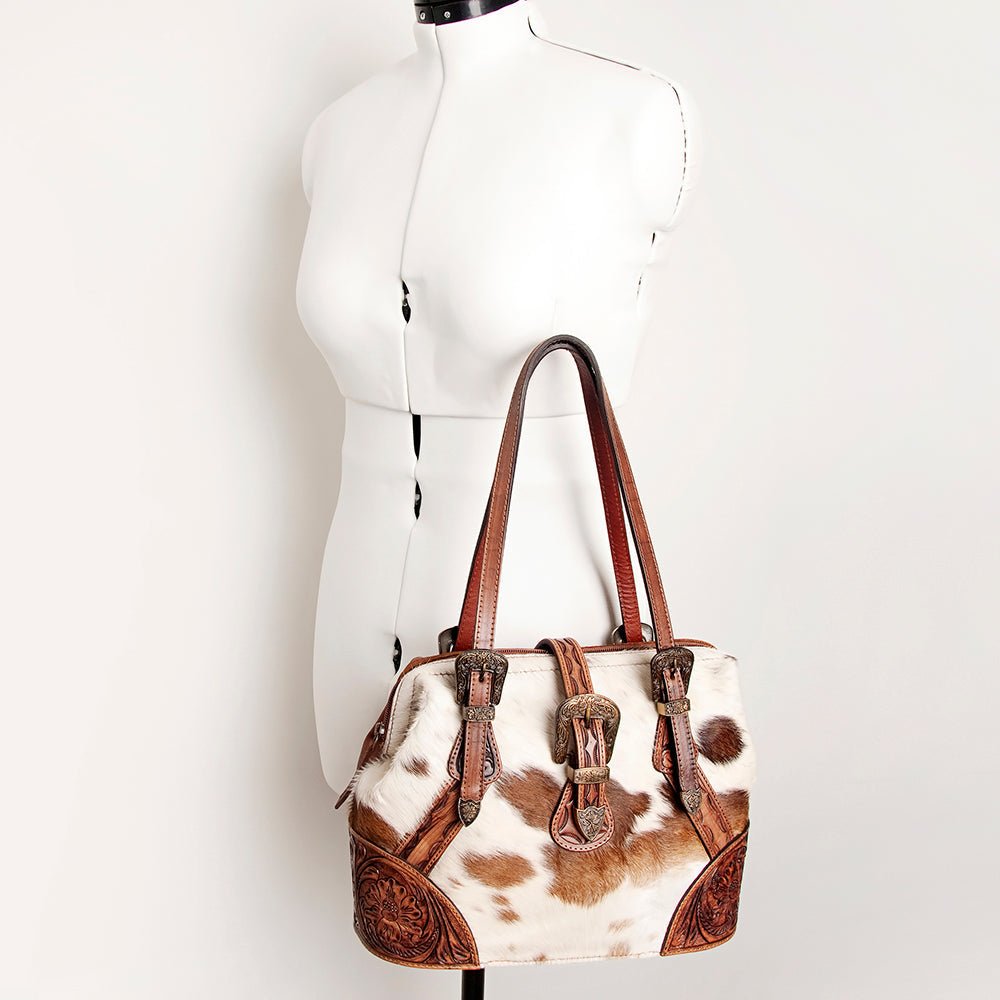 American Darling Tote Hand Tooled Hair-On Genuine Leather