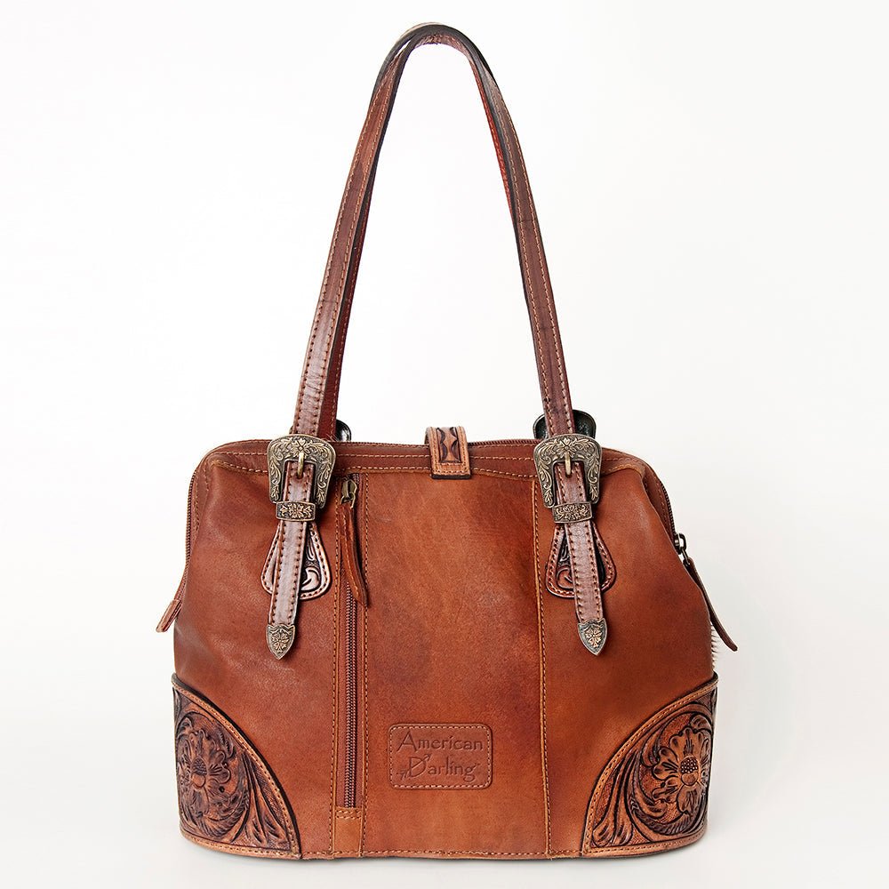American Darling Tote Hand Tooled Hair-On Genuine Leather