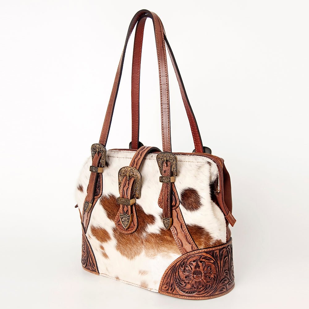 American Darling Tote Hand Tooled Hair-On Genuine Leather