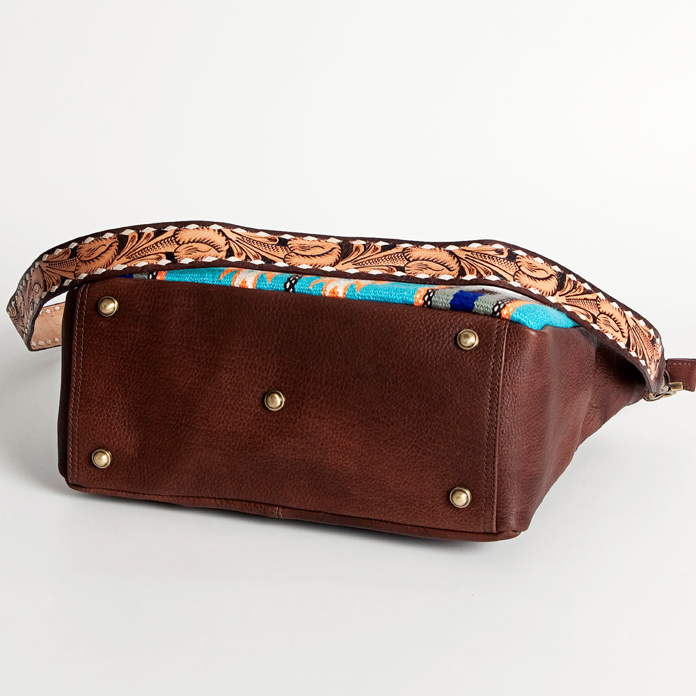 American Darling Hand-Tooled Saddle Blanket Leather Large Crossbody Bag