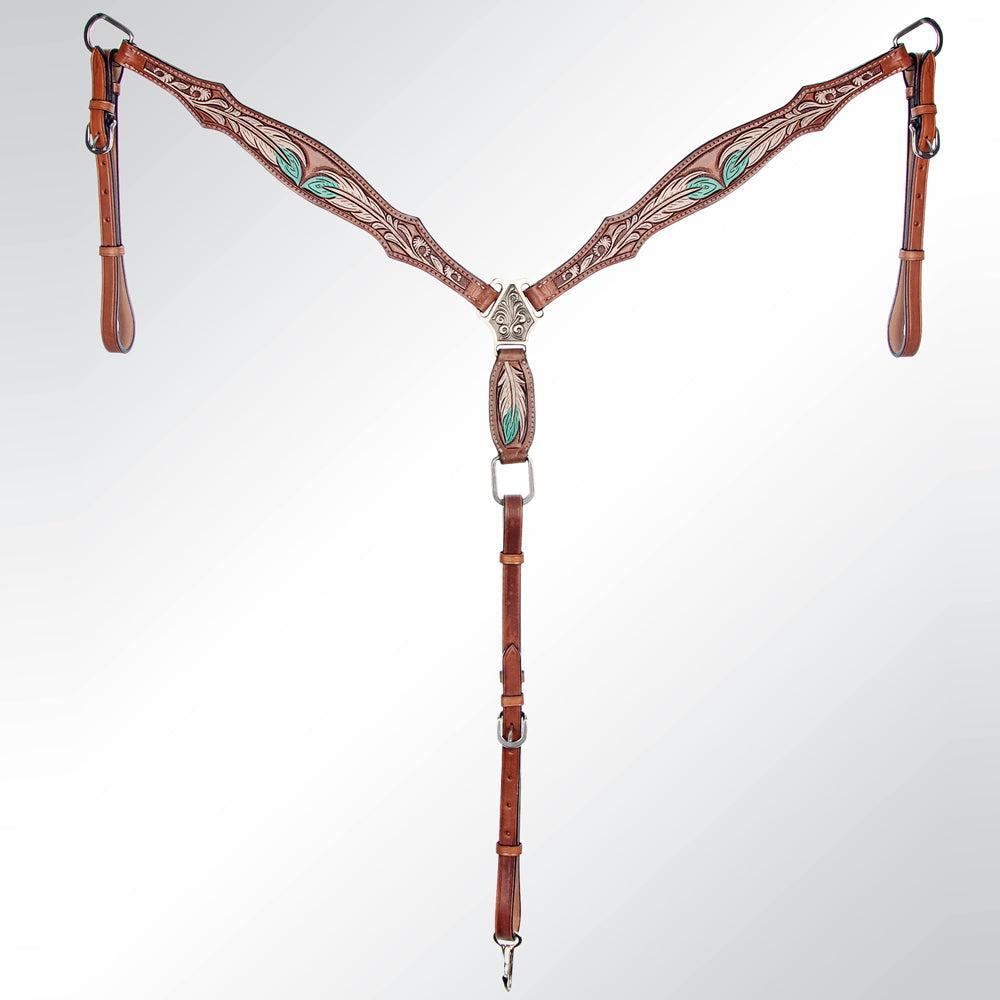 American Darling Western Horse Leaf Genuine Leather Headstall Tack Set