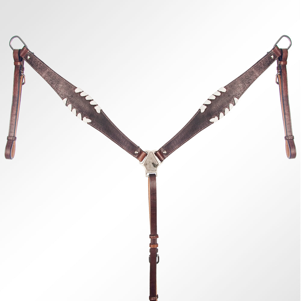 AMERICAN DARLING Western Horse Headstall Breast Collar Set Leather