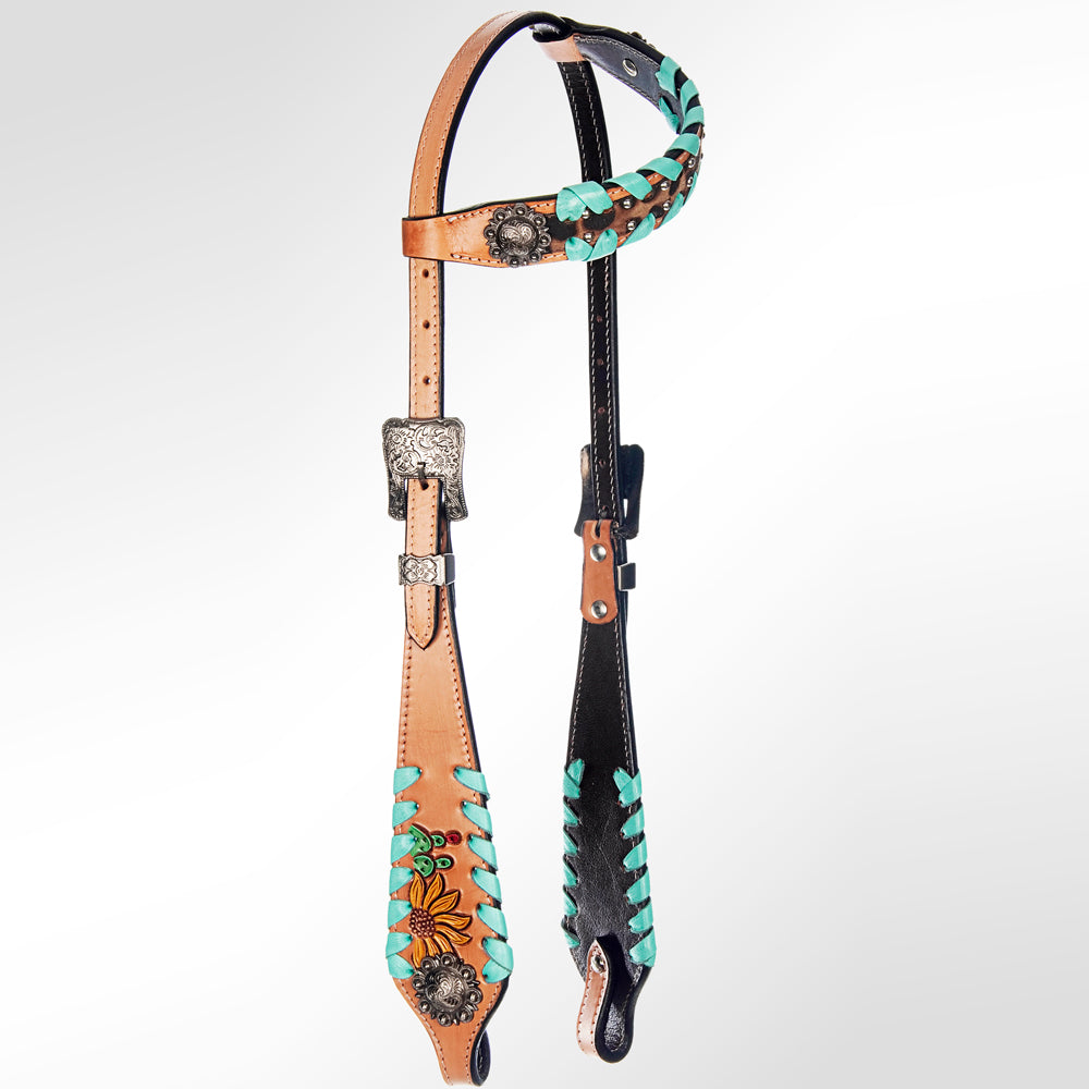 American Darling Western Horse Floral Genuine Leather Headstall Tack Set | Breast Collar for Horses
