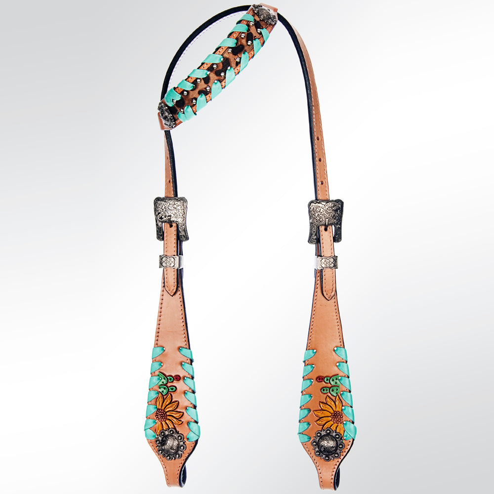 American Darling Western Horse Floral Genuine Leather Headstall Tack Set | Breast Collar for Horses