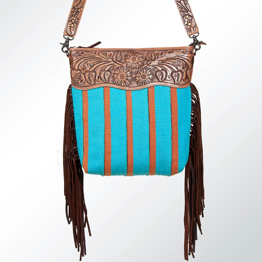 American Darling Signature Crossbody Hand Tooled Saddle Blanket Genuine Leather