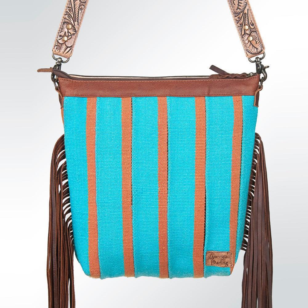 American Darling Signature Crossbody Hand Tooled Saddle Blanket Genuine Leather