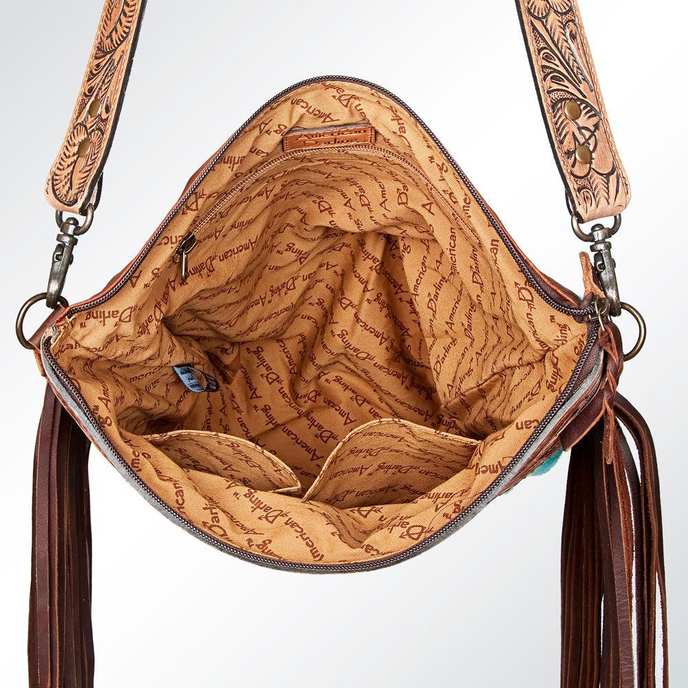 American Darling Signature Crossbody Hand Tooled Saddle Blanket Genuine Leather