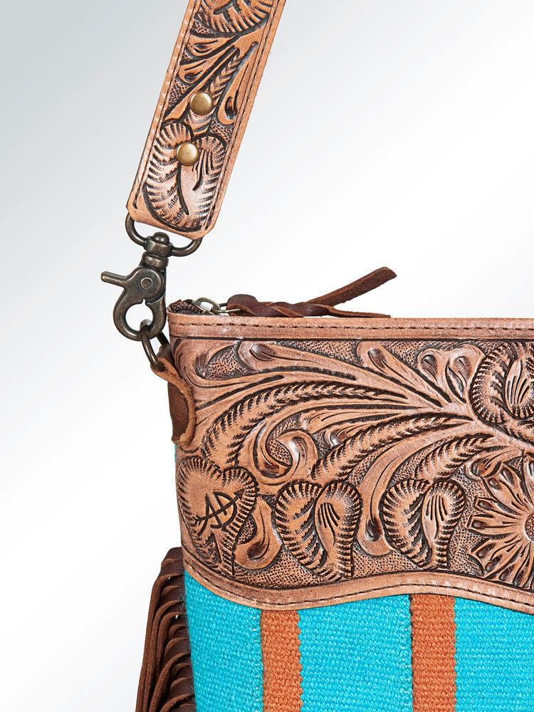 American Darling Signature Crossbody Hand Tooled Saddle Blanket Genuine Leather