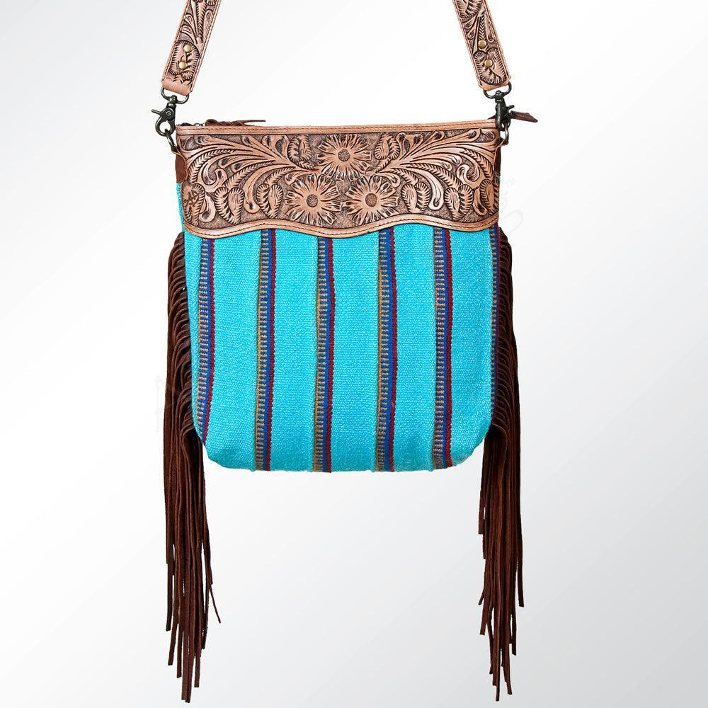 American Darling Signature Crossbody Hand Tooled Saddle Blanket Genuine Leather