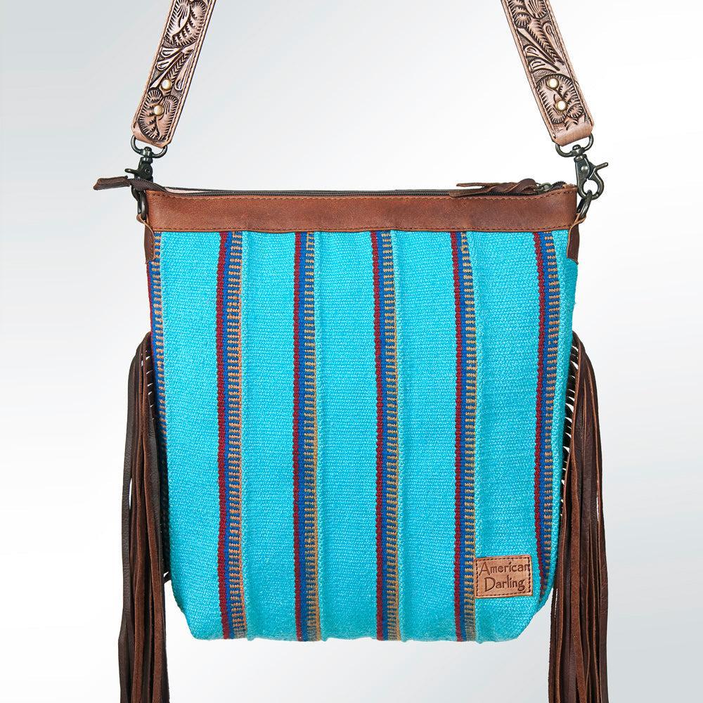 American Darling Signature Crossbody Hand Tooled Saddle Blanket Genuine Leather