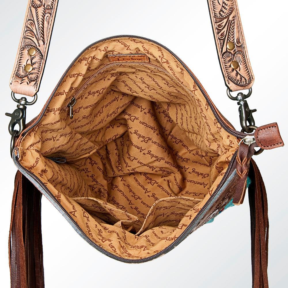 American Darling Signature Crossbody Hand Tooled Saddle Blanket Genuine Leather