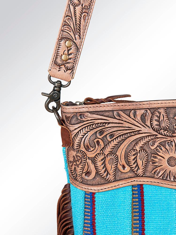 American Darling Signature Crossbody Hand Tooled Saddle Blanket Genuine Leather