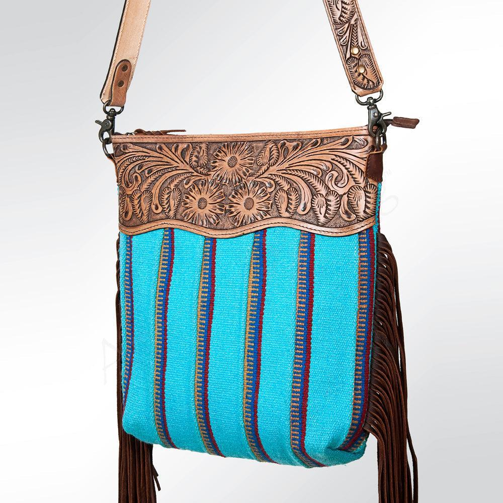 American Darling Signature Crossbody Hand Tooled Saddle Blanket Genuine Leather