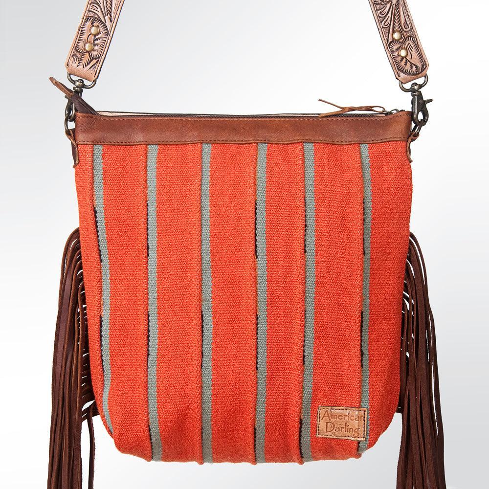 American Darling Signature Crossbody Hand Tooled Saddle Blanket Genuine Leather