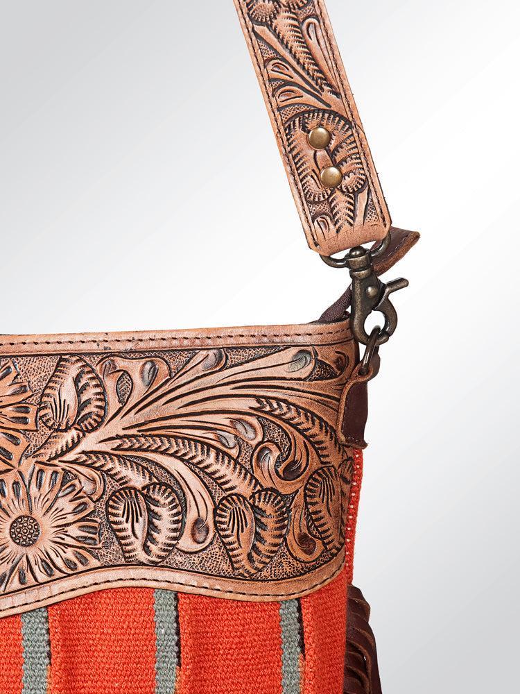 American Darling Signature Crossbody Hand Tooled Saddle Blanket Genuine Leather