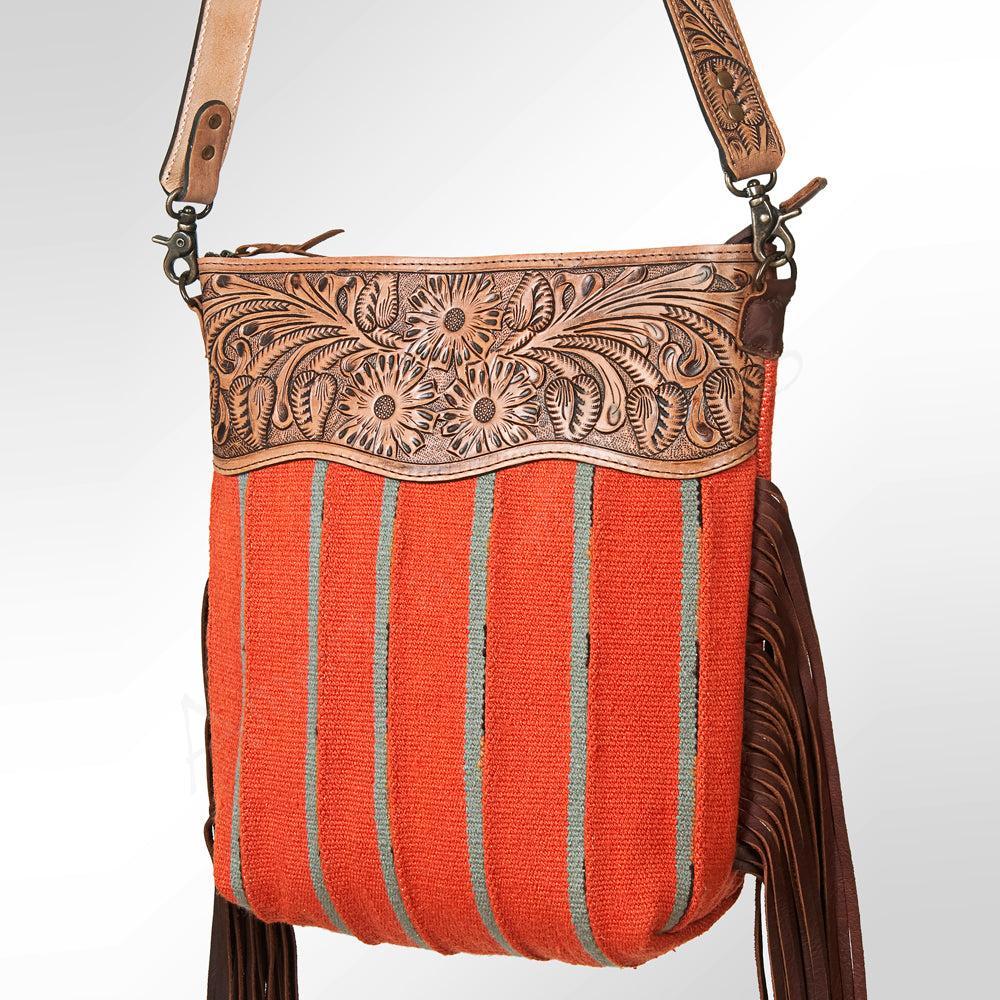 American Darling Signature Crossbody Hand Tooled Saddle Blanket Genuine Leather